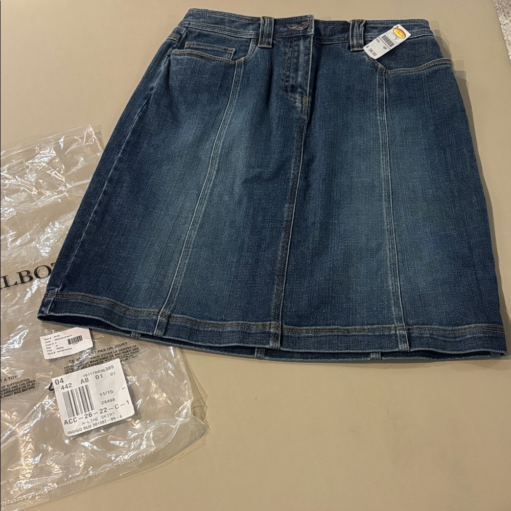 Talbots Dark Blue A-Line Denim Skirt NWT Size 4P
